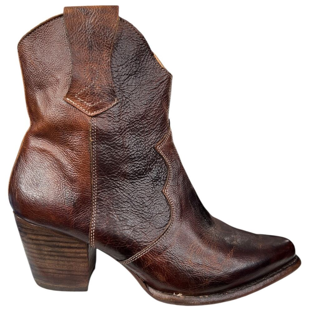 Oak Tree Farms Baila Brown Leather Victorian Western Ankle Boot Size US 11